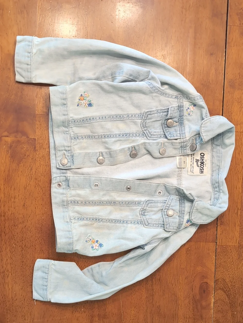 OshKosh B'gosh Light Blue Denim Jacket with Small Floral Accents